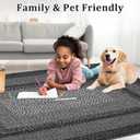 Runner Rug 2x8 Machine Washable Hallway Runner Rug Entryway Long Runner Carpet Braided Printed Throw Mat Non Slip Kitchen Mat Living Room Rustic Carpet for Bedroom Dining Room, Black