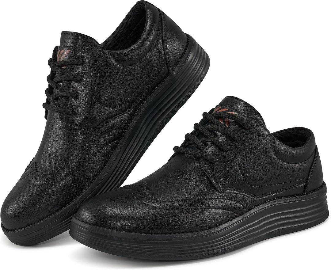 Mens Oxford Dress Shoes: Black 11 Comfortable PU Leather Business Casual Shoe for Office Work (Black)