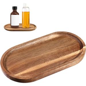 Small Acacia Wood Serving Trays Mini Wooden Platters Wooden Vanity Tray Dispenser Wood Counter Plates Bathroom Countertop Organizer Trays Coffee Bar Tray Appetizer Serving Board Snack Serve Board