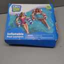 Funscape Pool Floats Chairs Adult, 2 Packs Heavy Duty Inflatable Swimming Pool Lounges, Fabric Floating Hammock Seat, Kid Blow Pool Noodle Lake Raft Floaties, Fun Summer Beach Water Party Game-Stripe