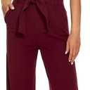 Women's Casual High Waisted Wide Leg Dress Pants with Pockets and Belt (Red, XL)