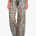 AMiERY Women's Comfy Casual Pajama Pants Floral Print Drawstring Palazzo Lounge Pants Wide Leg, Size XL