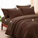 CozyLux King Size Comforter Set Brown Seersucker 7 Pieces Bed in a Bag King Comforter Set with Sheets, Luxury Soft Bedding Sets with Down Alternative Comforter, Sheets, Pillowcases & Shams All Season
