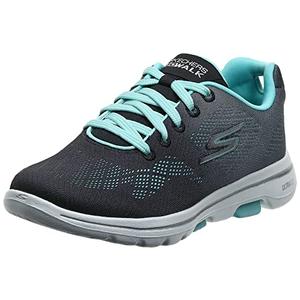 Skechers Women's Go Walk 5-Alive Sneaker, Black/Aqua, 6,5 US
