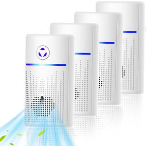 Air Ionizers for Home 4-Pack, Plug-in Air Purifier Ozone-Free & Filterless, Eliminates Pet Odors from Litter Box, Kitchen, Whisper-Quiet Portable Design for Home Bedroom Office