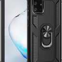2 Pack Military Grade Drop Impact for Samsung Galaxy Note 20 Case Note 20 5G Case 360 Metal Rotating Ring Kickstand Holder Armor Heavy Duty Shockproof Case for Galaxy Note 20 5G Phone Case (Black) (Silver)
