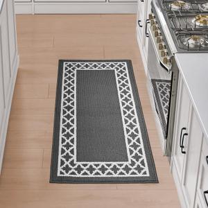Nautica  Runner Rug | Indoor Runners for Hallways and Entry Rugs| Non-Slip and Non-Skid Entry and Kitchen Door Mat| Machine Washable Entryway Carpet Rugs | 26" x 60" | Trellis Dark Grey