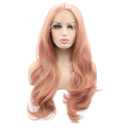 xiweiya Rose Gold Wig Long Wavy Peach Pink Synthetic Lace Front Wig Natural Hairline 13 x3 Lace Peach Red Wigs Mermaid Hair Heat Resistant 180% Density Hair For Women Drag Queen 24inch