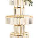 Bigsee Wedding Gold Vases Centerpieces Crystal Flower Stand with Hanging Crystals, 5 Tier Round Chandelier Pedestal Stand for Wedding Road Lead T Stage Flower Arrangement Decoration