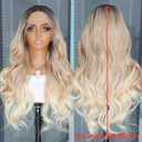 Ombre Blonde Lace Front Wig Pre Plucked with Baby Hair Glueless Long Wavy Synthetic 13x4 Lace Frontal Wigs for Women 3 Tone Blonde Hair Replacement Wigs 24 Inches