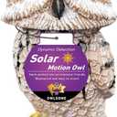 Owlsome Solar Tiger Owl with Flashing Eyes, Rotating Head, Hoot Sound, Motion Detector and Silent Mode, Plastic Owl Garden Sculpture, Garden Decoration