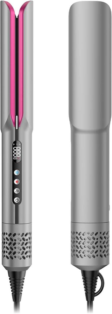 slopehill 2-in-1 Hair Straightener and Blow Dryer, Professional Flat Iron with High-Speed Airflow Technology for Straight, Smooth Hair (Grey)