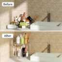 2 Tier Clear Acrylic Bathroom Corner Organizer, Countertop Vanity Tray for Makeup, Cosmetics, Perfume - Freestanding Storage Shelf for Bathroom, Bedroom, Kitchen