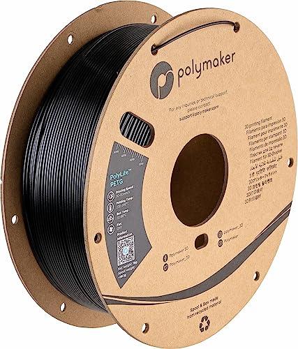 Polymaker PolyLite Black 3D Printer PETG Filament 1.75mm 1kg, Legacy PETG Formula, +- 0.03mm Dimensional Accuracy, Reliable Everyday Filament, Strong Layer Bonding, Compatible with Most 3D Printers