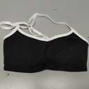 Halter Sports Bras for Women Padded Adjustable Thin Straps Color Block Workout Yoga Gym Athletic Bras Y2k Casual Tops Activewear Camisole(Black White,Small)