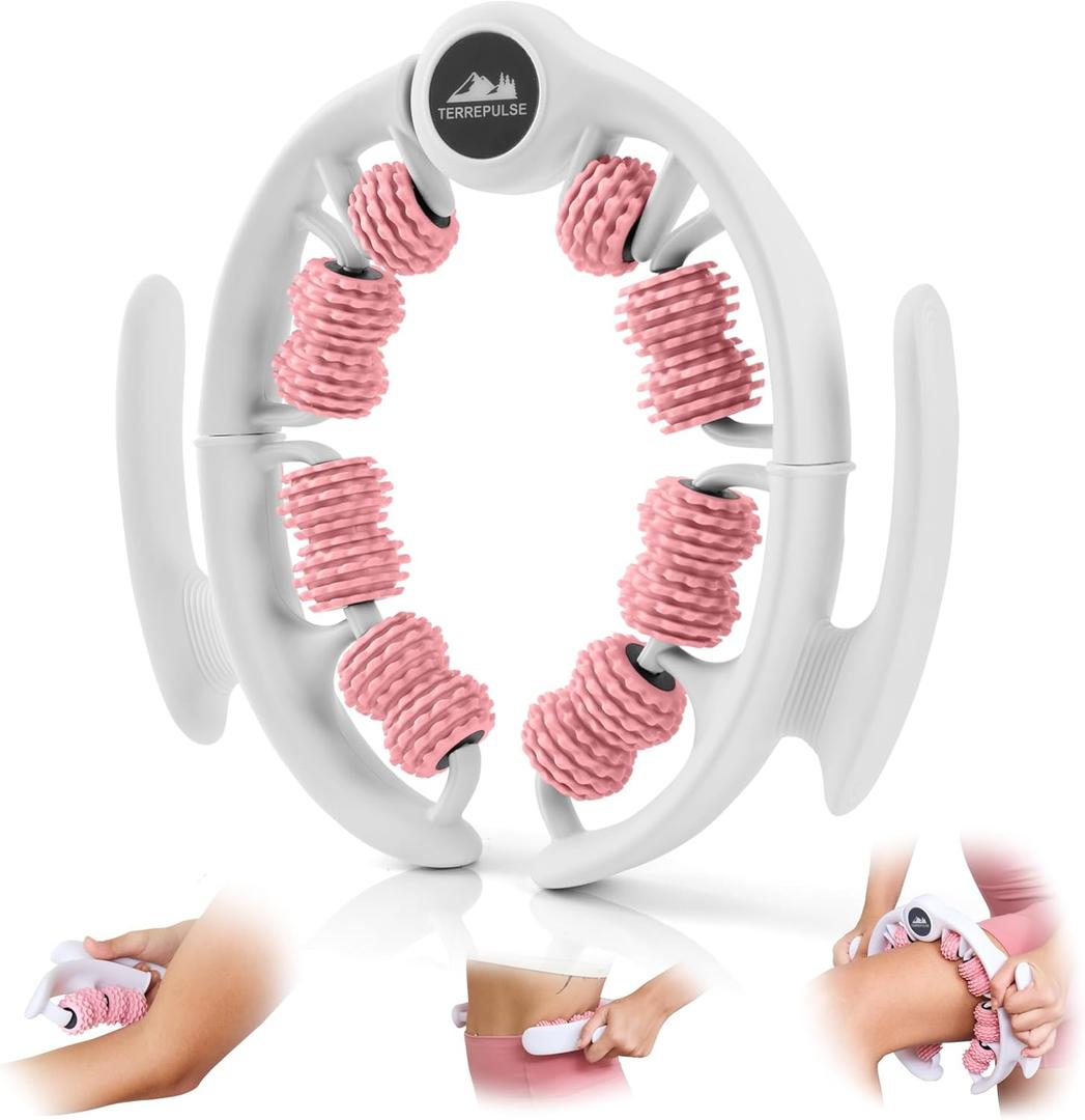Anti Cellulite Roller & Lymphatic Drainage Massager | Deep Tissue Fascia Blaster & Muscle Roller | Tool for Sore Arms, Legs, Shoulders, Stomach & Buttocks (Pink)
