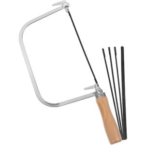 Veemoon 1 Set Woodworking Coping Saw U-Shaped Saw Mini Hand Coping Frame Small Carving Japanese Hand for Wood Board Plastic and Metal Cutting (With 4Pcs Replacement Blades)