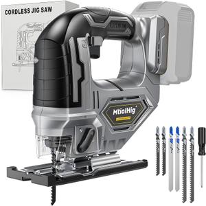 Cordless Jig Saw For Dewalt 20V/18V Battery, Brushless jigsaw tool with Variable Speed, LED Light, 0-45 Bevel Cuts, 3-Position Orbital Action for Straight/Curve/Circle Cutting (Battery Not Include)