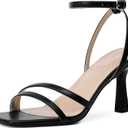 Mostrin Womens Sandals Strappy Heels for Women Ankle Strap Lace Up Square Open Toe Heels Tie Up Stiletto High Heeled Sandals for Prom, Party, Daily Wear, Size: 10