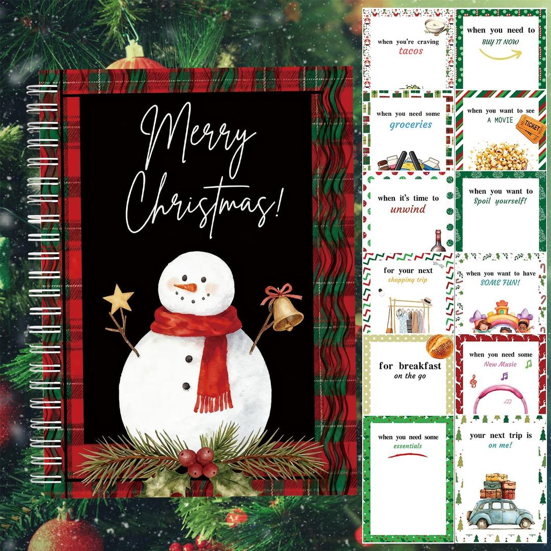 Christmas Gift Card Book - Surprises on Every Page, DIY Spiral-Bound Merry Christmas College Survival Kit, Greeting Card Book for Students & Graduation Gifts (S23)