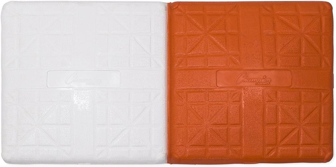 Champion Sports Hollywood Style Impact Double First Base - Solid One Piece Molded Construction - Rubber Double First Base - Ground Anchors Not Included,Orange