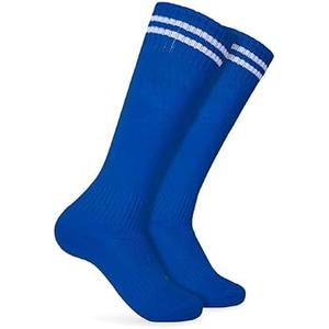 KEUKORZ 3 Pair Blue Athletic Socks Youth Adult Non-Slip Classic Stripes Long Knee-High Baseball Socks Men Women Football Sports