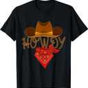 Distressed Howdy Cowboy T-Shirt, Small, Black 