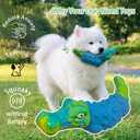 Dog Chew Toys for Aggressive Chewers, Tough Alligator Dog Toy, Rubber & Durable Nylon, Squeaky Toy for Small, Medium, Large Breeds, Teeth Cleaning, Interactive Dog Toy