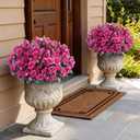 8 Bundles Artificial Rose for Front Door Outdoor Decor, Realistic Fake Silk Bouquets Flowers Faux UV Resistant Real Looking Rose Plants for Garden Balcony Farmhouse Home Spring Summer Decor (Rose Red)