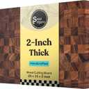 Shumaru Butcher Block Cutting Board - [20" x 15" x 2"], End-Grain Tropical Walnut Kitchen Chopping Block with Non-Slip Feet, Built-in Handles