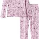 PATPAT Kids Pajama Set,Snug Fit Pjs with Soft Tencel Lyocell Wool Blend, All-Season Comfort, Ages 2-12 Years (Wild Roses)