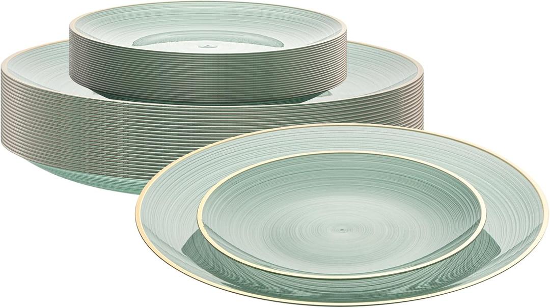 Restaurantware Plastic Plates 40 Pack of 7.13 and 10.1 Inch Crystal Design Elegant Party Plates Durable Tableware Set for Events