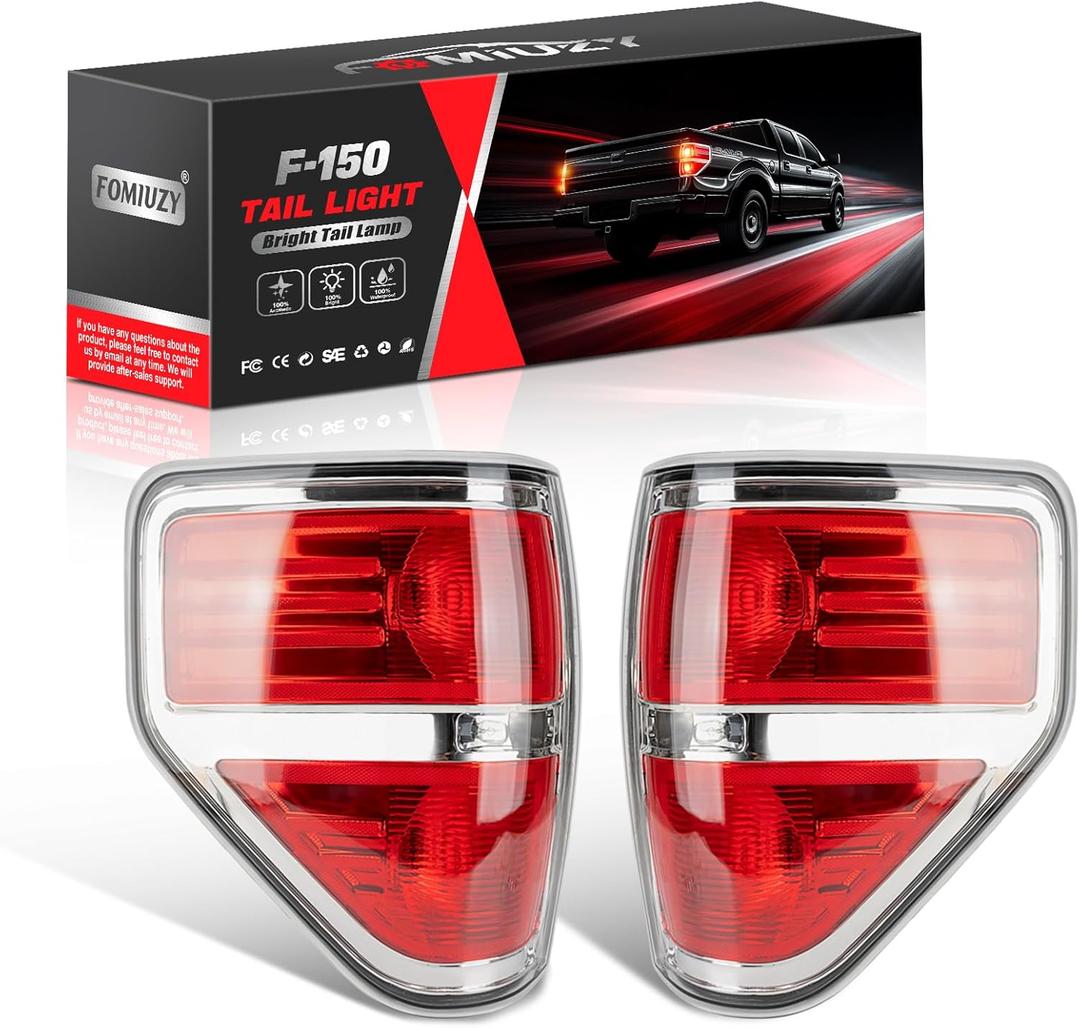 Tail Lights Assembly Fit Ford F150 F-150 2009 2010 2011 2012 2013 2014 Rear Brake Back Up Cover Taillight Lens Left Driver Right Passenger Replaces BL3Z13404AB BL3Z13405AB(Bulb Included)