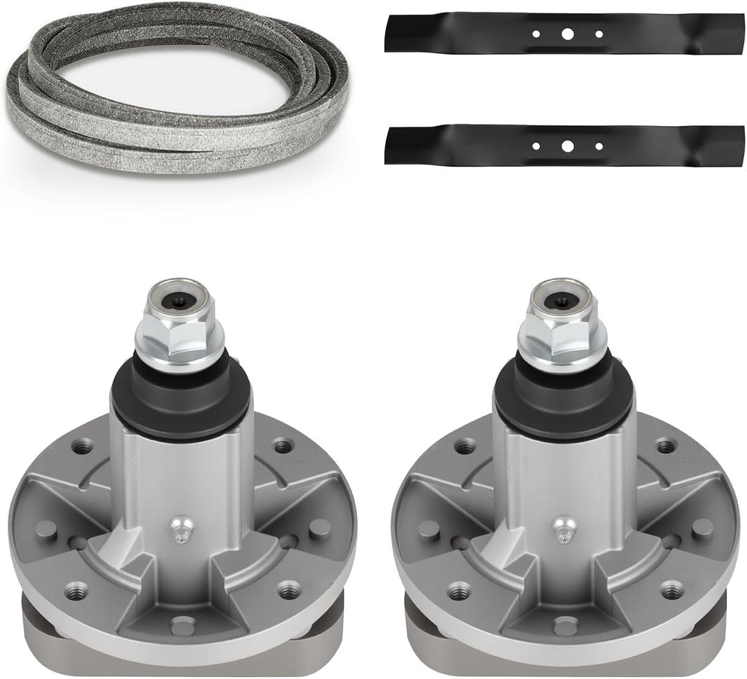 42 Inch Deck Rebuild Kit Replace for John Deere L100 L105 L107 L108 L110 L111 L118, with 2 Spindles GY20050 GY20785, 2 Blades GX20433 GX20249 GY20567 M128485, 1 Belt GX20072 GY20570 with 104 1/2 Inch