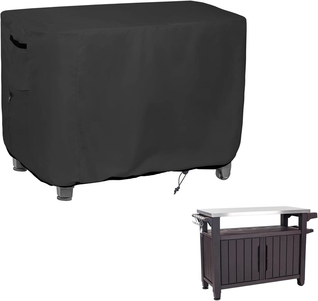 Patio Prep Table Cover for 52 Inch Keter Unity XL Portable Table, Waterproof Weather-Resistant BBQ Grill Prep Table Cover 54L x 22W x 35H, Black