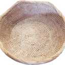 Handmade White Rattan Round Fruit Basket Food Storage Bowls Kitchen Organizer Snack Serving Bowl Wavy Edge Circle Tray Basket, Boho Home Dcor Display Tray for Table, Dining Room,M (M - D10 x H2.8 inch)