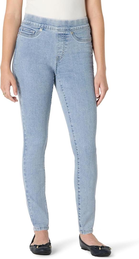Amazon Essentials Women's Stretch Denim Mid-Rise Pull-On Skinny Jegging (Iced Light Wash)