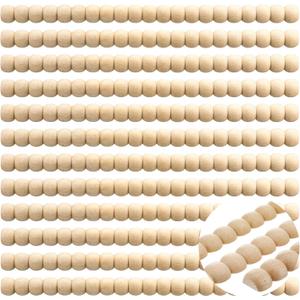 Nuanchu 12 Pcs Decorative Beaded Wood Trim Molding Half Wooden Beads Bobbin Trims 15.75 Inch Unfinished 3D Pearl Paintable Wood Molding for DIY Crafts Home Wall Cabinet Shelf Window Door (24 mm)