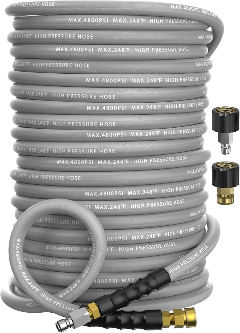 3/8" ID 4800PSI Pressure Washer Hose 200FT, Steel Wire Braided Hose