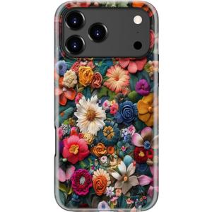 Esdot for iPhone 17 Pro Max Case Cute - Wireless Charging Compatible  Dual-Layer Soft Silicone + Hard Shell - Wildflower Design - Protective Phone Cover for Women Girls - Blossom Carnival