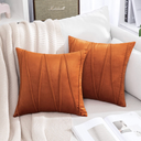 Woaboy Pack of 2 Striped Velvet Throw Pillow Covers Modern Decorative Couch Throws Square Soft Cozy Pillowcases for Winter Christmas Bed Sofa Cushion Living Room 18x18 Inch Orange