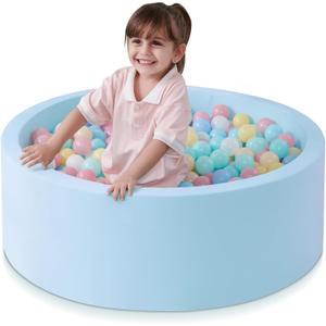 SHJADE Foam Ball Pit for Toddlers, 35.4"x 11.8" Kids Ball Pit, Soft Round Baby Ball Pool, Ideal Gift for Girls and Boys, Indoor and Outdoor Game(Blue, NO Balls)