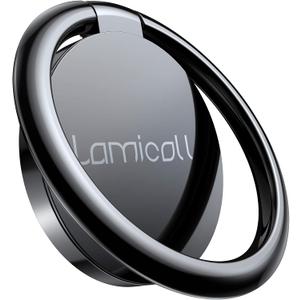 Lamicall Cell Phone Ring Holder Stand - Phone Finger Gip Kickstand, 360 Rotation Polished Metal Grip for Magnetic Car Mount, Compatible with iPhone 16/15/14 Pro Max, Android Smartphone Accessories (Black-01)