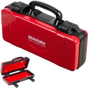 Geinxurn 11Red Tools Box, Portable Steel Heavy-duty Tool Case with Safety Latch and Handle for Tools Storage and Organizers, Home DIY