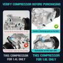AC Compressor with A/C Clutch Fit for Chevrolet Sonic 1.8L 2013 2014 2015 2016 2017 2018, Only for manual temp control, 16003818-103 16003818-104