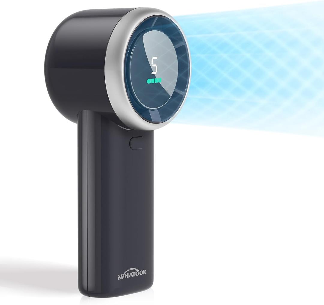 WHATOOK Portable Handheld Mini Fan: High Speed Cooling Fan, 10 Hours Battery Life, USB Rechargeable, Small Essentials for Women, Beach Travel, Vacation (Black)