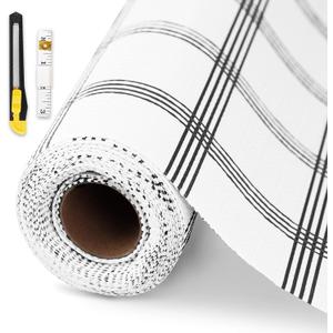 Drawer and Shelf Liner for Kitchen Cabinet,Non-Adhesive Cabinet Liner 12in x 20FT,Waterproof Shelf Paper Non-Slip Mats Cupboard Liners Contact Protect Dresser/Shelves/Table-White Stripes
