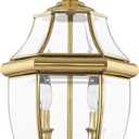 Livex Lighting 2254-02 Monterey 2 Light Outdoor Polished Brass Finish Solid Brass Post Head with Clear Beveled Glass
