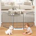 78" Extra Wide Baby Gate, Dog Gates Indoor for Doorways Stairs, Essential Safety Gate for Child, Hardware Mounted Adjustable Pet Gate with Anti-Trip Pedal, 28'' Tall 3 Metal Panels Grey (Gray)
