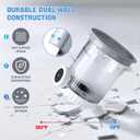 2 Pack Swirl Pints & Lids for Ninja, Compatible with NC700 Series Ninja Swirl Ice Cream & Soft Serve Makers, with 2 Spoons & 32 Writable Labels, BPA-Free & Dishwasher Safe, Grey Lids